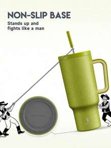 40oz Handled Vacuum Insulated Water Bottle, Leak-Proof Lid & Straw, Stainless Steel Travel  Cup, Keeps Cold For 34hrs Or Hot For 10hrs (Matte Crackle) - Olive Green - View 5