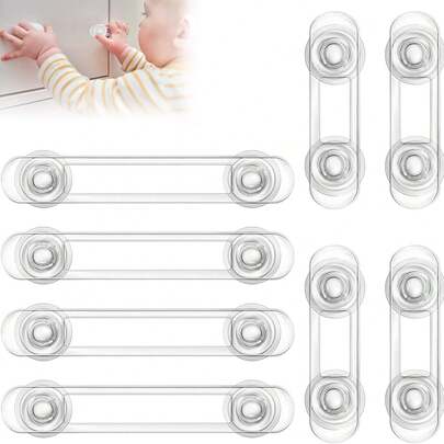 Bộ 2/4/6/8/10/12 khóa an toàn cho trẻ em - Dùng cho khóa tủ - Khóa mềm dẻo, thích hợp cho tủ, ngăn kéo, kệ, lò nướng, tủ lạnh, tủ quần áo, cửa ra vào và cửa sổ.