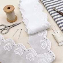 16Yards Cotton Eyelet Lace Trim 5cm Embroidered Scalloped Ribbon For DIY Sewing Craft Thick Lace Edge Fabric Decoration Clothes Upgrade - W - View 1
