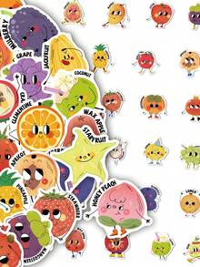 50pcs Fruit In A Picture Book Style Cute And Creative Cartoon Stickers DIY Guitar Luggage Refrigerator Water Cup Planner Supplies Decorative Laptop Personalization Stickers - Multicolor - View 4
