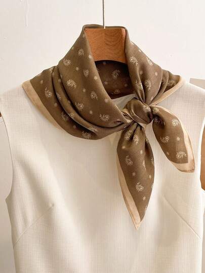 1条休闲佩斯利花纹人字纹印花围巾，时尚亚麻绒面围巾，沙滩披肩、头巾、手提包配饰，适合度假旅行