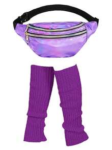 2/6Pcs D EXCEED 1980s Vintage Party Fluorescent Waist Bag Knee Pads Leg Covers For Women Street Dressing Transformation Show Concert Stage Performance Party Music Festival - 6pcs - View 5