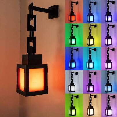 Đèn tường LED 16 màu - Đèn ngủ dạng lồng đèn pixel, tích hợp pin sạc 500mAh, thích hợp làm đèn bàn, đèn hóa trang và trang trí phòng.