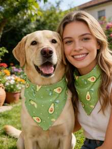 牛油果图案狗狗三角巾，Porch Goose 三角巾套装夏季三角围兜，菠萝水果主题宠物头巾，可调节三角狗狗围巾，适合小型和中型犬的舒适宠物三角巾 - 彩色 - 查看 10