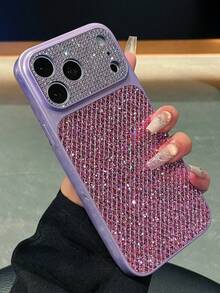 Ốp lưng điện thoại đính đá toàn bộ cao cấp cho iPhone 17 16 15 14 13Pro Max 16 Plus 17Promax, thiết kế đính pha lê tím chuyển sắc lấp lánh, viền camera đính kim cương lấp lánh, ốp bảo vệ, kiểu dáng nữ tính thanh lịch. - Màu tím - Xem 2