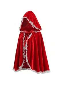 European And American Anime Performance Costumes, Little Red Riding Hood Role-Playing Outfits, Hooded Cape, Cosplay Costume, Red Cape, Women's Costume Cape - Burgundy (with Black Trim) - View 3
