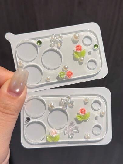 Ốp bảo vệ ống kính camera hình nơ hoa hồng ngọc trai 3D dễ thương cho iPhone 17 Pro Max, trong suốt, đính đá và hoa, chống sốc, chống trầy xước, tương thích với iPhone 17 Pro.