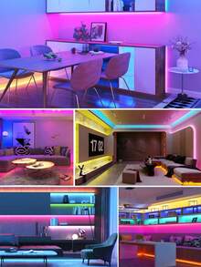 Tira de luz inteligente RGB, luz LED de 99,06-2999,74 cm, luces inteligentes RGB para TV, tiras de luz LED para decoración de habitaciones, control remoto de 24 teclas y control de aplicación, cambio de ritmo, brillo y dinámica, para sala de estar, dormitorio, decoración de fiestas de Pascua, Día de la Madre y bodas, dormitorio, sala de estar, techo, regalos navideños, decoración de fiestas de Navidad y bodas - luz de color - Ver 8