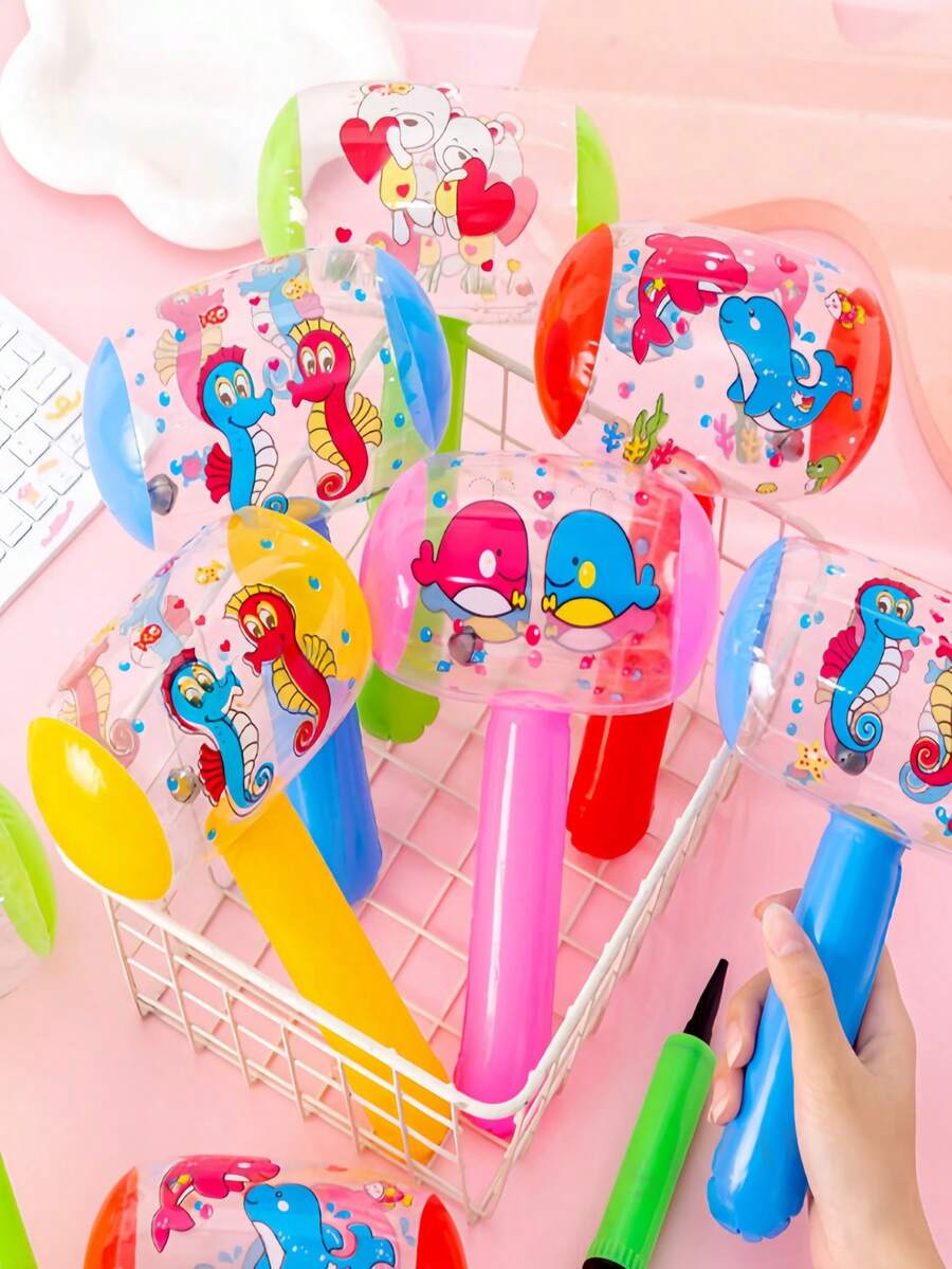 3件套卡通充气锤玩具生日派对礼物铃铛锤气球 - 彩色 - 查看 1