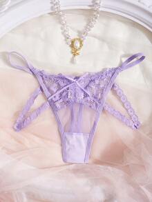 Women's Fashionable And Romantic Sexy Lingerie Set, Including Comfortable And Fitted Bra And Seductive Low-Waist Thong, Suitable For Dates And Romantic Getaways, Sexy Gift Idea - Lilac Purple - View 3