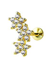 1 pieza Pendiente de cartílago de flor de circonita cúbica de acero inoxidable de 18G con rosca interna, para hélice, trago, concha, roca, lóbulo plano, perforación de labio, joyería de labrete - Un par de pendientes de flores de circonita plana. - Ver 6