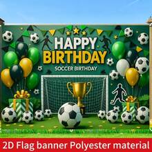 2D Piatto 1 pezzo Sfondo in Poliestere per Compleanno di Calcio per Ragazzi, Palloncino Trofeo Porta da Calcio, Sfondo Fotografico con Silhouette Sportiva, Uso Interno/Esterno, Perfetto per Festa di Compleanno a Tema Calcio per Ragazzi, Celebrazione di Compleanno per Appassionati di Sport, Decorazione Tavolo dei Dolci, Fotografia di Compleanno, Disponibile in Più Dimensioni - A - Visualizzare 1