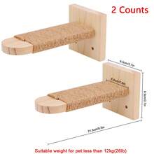 Bộ đồ nội thất cho mèo gồm: 1 kệ treo tường, 1 bệ leo, 1 võng gỗ, 2 cầu thang; được thiết kế cho mèo nghỉ ngơi, vui chơi và leo trèo. - Màu be - Xem 14