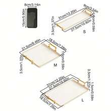 1 pieza Bandeja de diseño de doble asa de lujo moderna, adecuada para bodas, aperitivos, exteriores, bandeja multiusos - Blanco - Ver 2