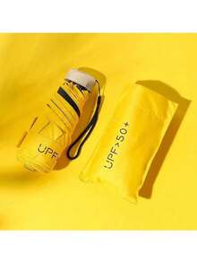 1 pieza Paraguas de viaje ligero y portátil, impermeable, apertura/cierre manual, 6 varillas reforzadas, protección UV, unisex (debido a las diferencias de lote, la tela del paraguas, el color de las varillas, el diseño del patrón de letras en inglés, la forma del botón y el color de las varillas se combinan aleatoriamente) - A - Ver 20