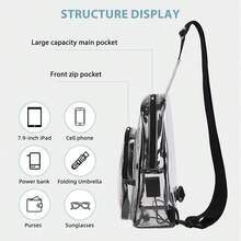 TINYAT Clear Sling Bag With USB Charging Port Stadium Approved Transparent Crossbody Backpack For Concerts And Travel ,City Bag,Y2k - Multicolor - View 5