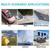 200W Semi-Flexible Solar Panel Monocrystalline 12V Battery Charger With MC4 Connectors – Lightweight Bendable Solar Panel For RV Boat Van Trailer Camper Roof Off-Grid System Outdoor Camping - 深灰色 - 查看 4