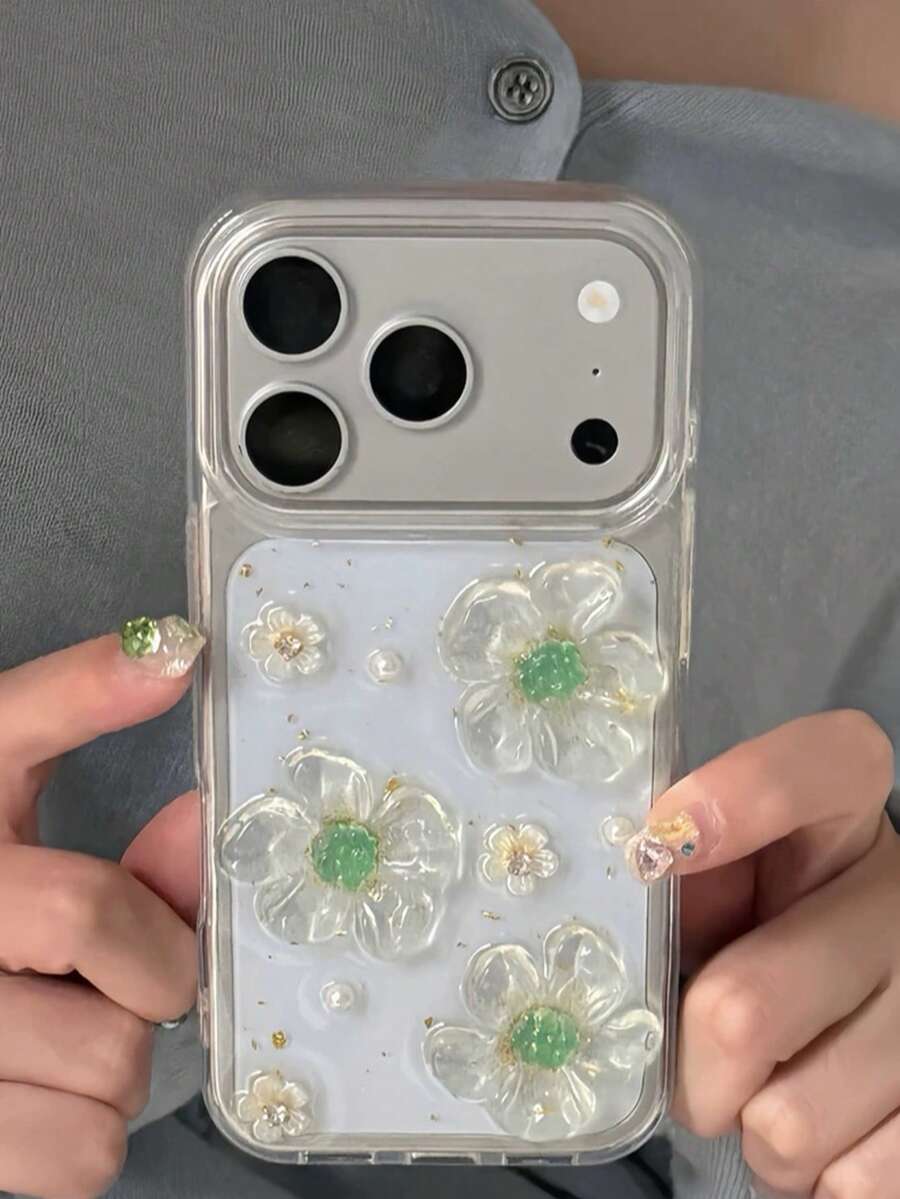 Ốp lưng điện thoại họa tiết hoa 3D trong suốt mùa xuân hè cho iPhone 17 Pro/17 Pro Max, vỏ bảo vệ bằng silicon mềm mại, tương thích với iPhone 14/17/17 Pro/17 Pro Max. - Trong sáng - Xem 1