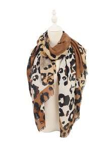 1pc Leopard Print Geometric Patchwork Pattern Scarf, Headband, Neckerchief - Multicolor - View 4