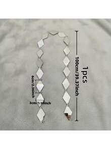 3pcs Shiny Rhombus Small Square Hanging Decor, Silver Diamond-Shaped Tassel Chain, Sparkling Sequin Hanging Decoration, Suitable For Wedding Arch Backdrop, Room Partition Curtain, Suitable For Home Holiday Party, Wedding Celebration - Multiple Styles - View 4