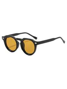 1 Pair Men's Black Round PC Frame Retro Solid Color Casual Outfit Personalized Street Style Vacation Fashion Glasses - Black - View 2