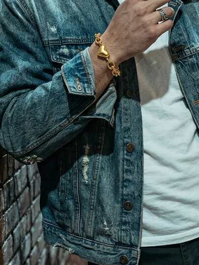 Nuevo Llegada Collar de Acero de Titanio con Forma de Corazón Estilo Europeo y Americano, Pulsera de Moda Versátil Estilo Ins, Joyería Elegante para Mujeres