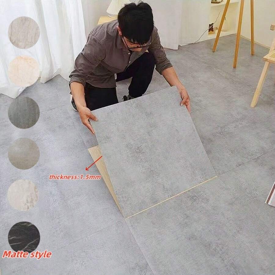 10/20/30片装自粘仿大理石方形地板/墙贴，加厚耐磨材质，多种颜色图案，可移除且易于安装，适用于客厅、卧室、办公室、浴室、厨房