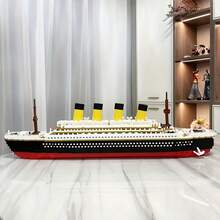 609片经典豪华游轮大型模型，迷你积木套装3D模型，创意解压拼装积木收藏摆件生日礼物1件装，包含积木工具/镊子/钳子/手套，趣味拼装游戏，无灯光 - 彩色 - 查看 7