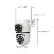 Cámara de vigilancia de doble visión 4G con monitor de red wifi inalámbrico de doble pantalla para exteriores con visión nocturna - Blanco - Ver 1