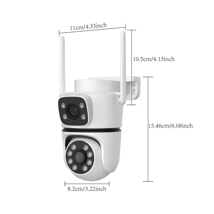 Cámara de vigilancia de doble visión 4G con monitor de red wifi inalámbrico de doble pantalla para exteriores con visión nocturna - Blanco - Ver 1