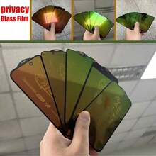 Taamyllrenz 3-In-1 Set: 2pcs Gradient Green Privacy Anti-Blue Light Screen Protector + 1pc Camera Lens Protector, Compatible With IPhone 17 Pro Max/16 Pro/15/14 Plus/13/13 Pro Max/12/11 Pro Max 17/16 Plus, Full Coverage Anti-Peeping, Anti-Fingerprint, Anti-Scratch - Multicolor - View 6