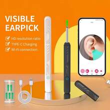 Ear Wax Removal Tool Camera - 1080P HD Ear Cleaner With Light, Earwax Removal Kit For Ear Cleaning,  Ear Camera For Adults Kids Pets Ear Camera For IOS & Android - Black - View 8