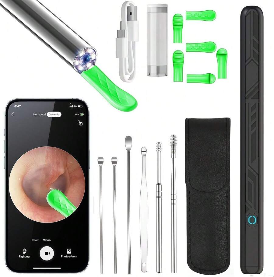 Ear Wax Removal Tool Camera - 1080P HD Ear Cleaner With Light, Earwax Removal Kit For Ear Cleaning,  Ear Camera For Adults Kids Pets Ear Camera For IOS & Android - Black - View 1