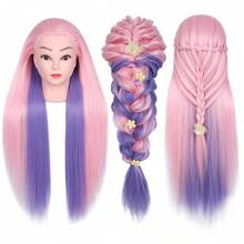 25 Inch Synthetic Hair Female Mannequin Head, Colorful Straight Hair For Hairstyling, Braiding And Makeup Practice - 1PC - View 8