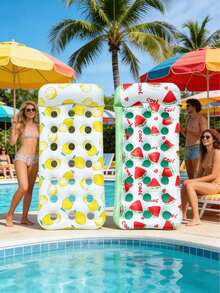 Flotadores inflables de PVC con estampado de limón y sandía, perfectos para fiestas de verano en la playa y la piscina - Multicolor - Ver 2