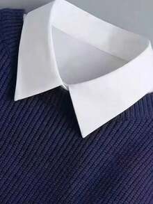 1/2 pièces Col pointu blanc ajustable et résistant aux rides, col amovible pour chemise, style classique d'affaires formel avec fermeture à boutons, bande élastique, convient pour le bureau, les festivals et les voyages pour femmes et hommes - Multicolore - Voir 5
