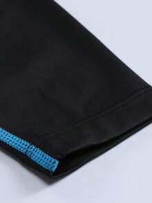 Men's High Elasticity Quick-Dry Durable Smooth Skin-Friendly Short Sleeve Swimsuit, Compression Shirt Surfing Wear, Swimsuit Top Sports - Black - View 7