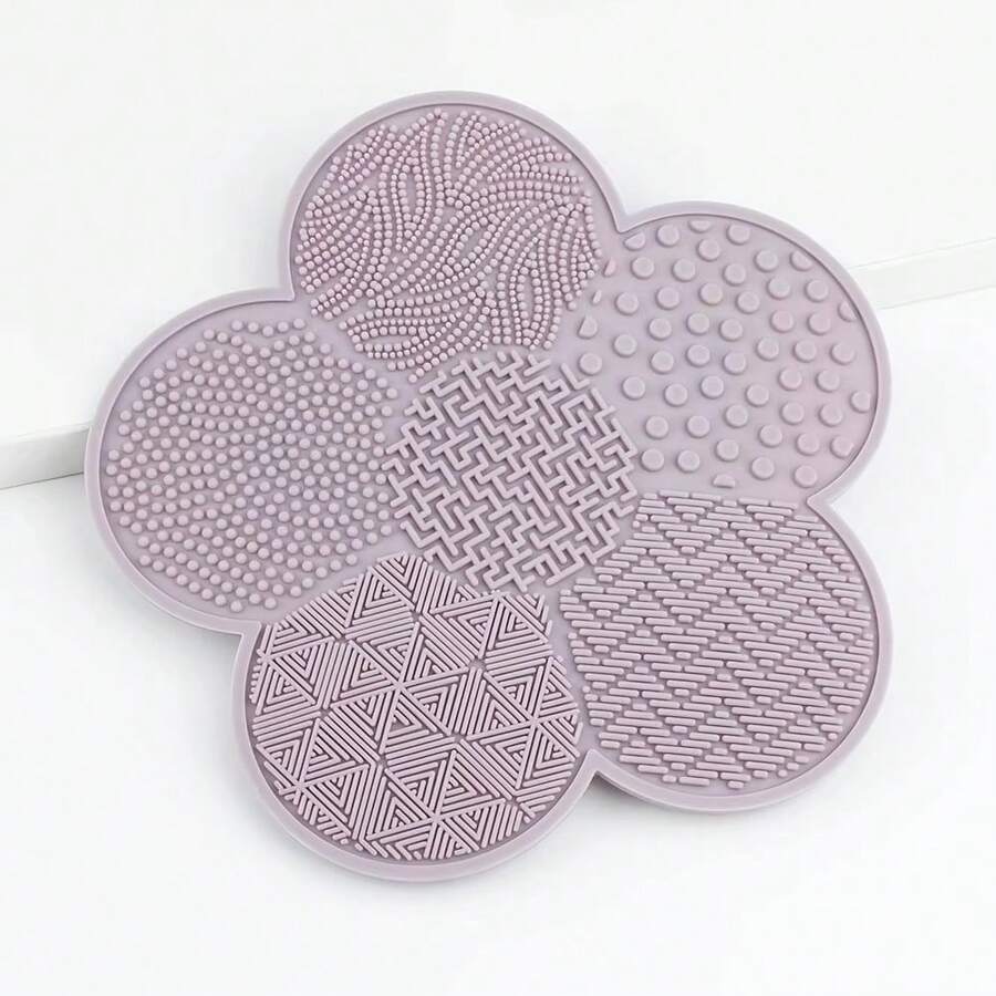 Khay vệ sinh cọ trang điểm hình hoa có đế hút, dụng cụ làm sạch bằng silicon, dụng cụ vệ sinh cọ trang điểm, dụng cụ làm sạch cọ, sản phẩm làm đẹp và chăm sóc cá nhân. - Màu tím hoa cà - Xem 1