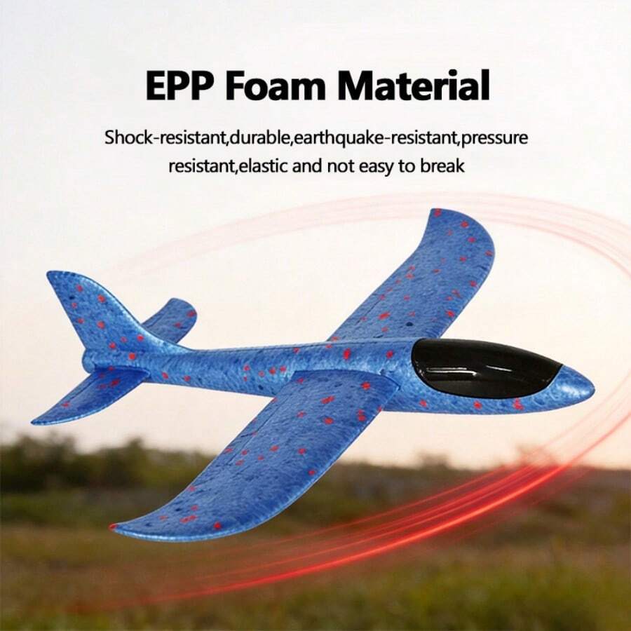 Avión planeador de espuma grande de 34 cm, juguete volador de lanzamiento manual flexible, 2 modos de vuelo (acrobacia y recto), juguete resistente a choques para exteriores adecuado para niños y niñas, regalo de cumpleaños