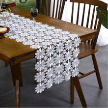HXARTMIS 1pc Elegant Hollow White Sunflower Lace Tablecloth, Table Runner, Rectangular, Table Cover Fabric, Modern Center Decor, Embroidered, Polyester, Outdoor Garden, Dining Room, Kitchen, Living Room, Cafe, Home Decor, New Year, Wedding, Mother's Day And Other Holiday Decorations, Multiple Sizes Available - White - View 22
