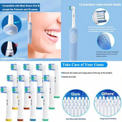 12 Pack Replacemen Oohbrush S For  BraunSof Precision Er Oohbrush S Deep And Precise Cleaning For Mos  Replacemen S Refills