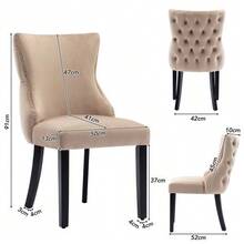 Dining Chairs - Beige + Velvet (Set, 6 St) - View 2