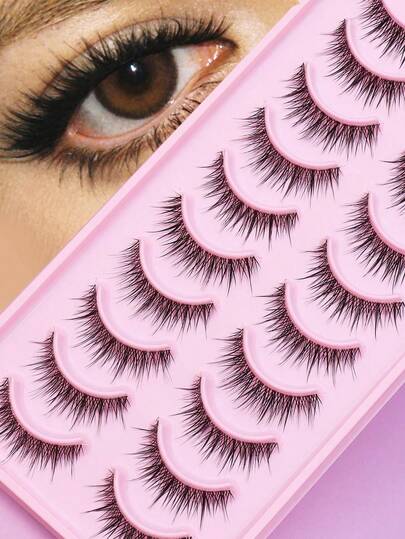 10 Pairs Of Slender And Thick Natural Eyelashes, Curled And Lasting All Day, Are Essential For Beginners In Beauty, And Can Be Paired With Various Styles Of Makeup. It Is Very Popular Among Japanese And Korean Girls