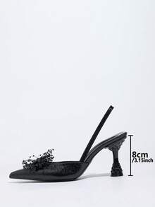 Women's Classic High Heel Shoes, Pointed Toe, Slingback, Low Vamp, Backless, Spring/Autumn Wear, Party/Banquet, Casual Versatile, Comfortable, Black High Heel Pumps - Black - View 5