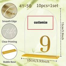 客製化壓克力婚禮桌號卡 1-10 附底座,3.94 X 5.91 英吋,優雅金色耐用加厚設計,桌牌文字與數字設計,適用於接待會、生日、週年紀念宴會桌牌 - 彩色 - 查看 14