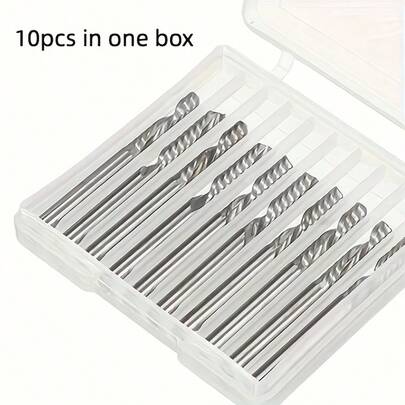 10支4mm整体硬质合金单刃立铣刀，高精度CNC雕刻刀，适用于铝/亚克力/PCB雕刻和切割