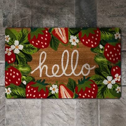 Large Doormat Featuring A Strawberry Welcome Design, Suitable For Various Spaces Like The Living Room, Bedroom, Kitchen, And Office.Ideal For Both Indoor And Outdoor Use, This Flannel Mat Adds A Summer Touch To Your Entryway Decor