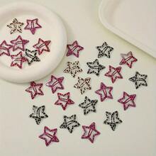 8pcs Y2K Style Cute Hair Clips Set - Leopard Print, Geometric Stars And Teardrop Shapes, Suitable For Women - Multicolor - View 1