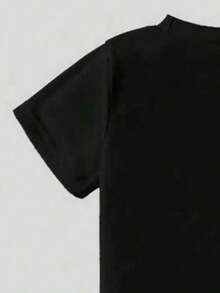 Baby Boy Letter & Car Print Round Neck Short Sleeve T-Shirt And Solid Color Elastic Waist Pants Set - Black - View 4