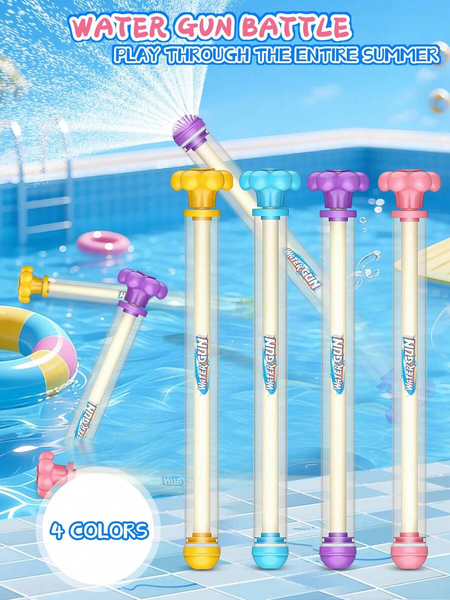 45cm (4pcs/1pc) Summer ABS Water Gun, Suitable For Swimming Pool Parties, Beach Games. Pull-Out Design, Large Water Tank, Applicable For Swimming Pools, Beaches, Lawns And Water Parks., Beach Essentials, Pool Float